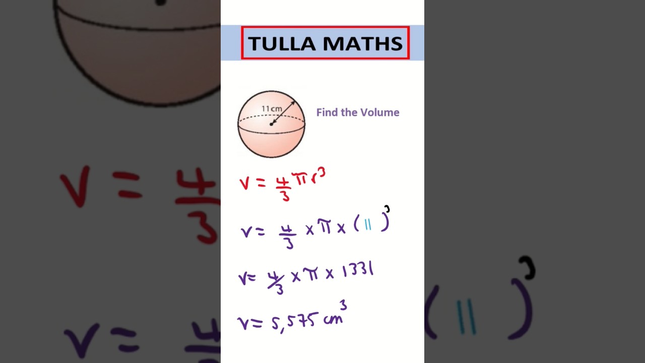 Volume of a sphere #maths #algebra #volume #sphere #fyp #shorts #study #pie #mathshelp #revision
