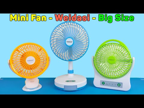 Mini Fan Big Size Weidasi - Wind Powerful Cool Summer, Led Light, Rechargeable | Unboxing And Review