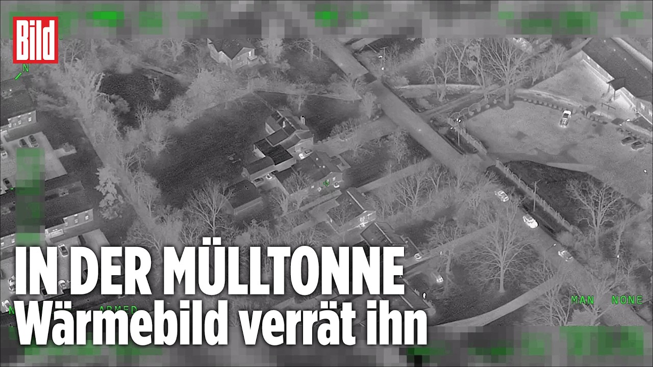 Wärmebild verrät Verdächtigen: Polizei schnappt Flüchtigen in Mülltonne