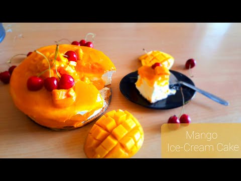 Mango Ice Cream Cake | Easy Ice Cream cake | No Bake, No Oven, No Egg | Mango Ice Cream Cake