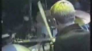 Rammstein -(Till &amp; Richard) over the scene giving &amp; throwing some demos when KMFDM is playing Liebeslied