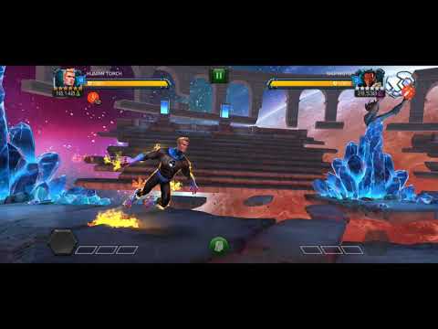 Human Torch burning Mephisto down in Act 5.4.5 .. Finale fight