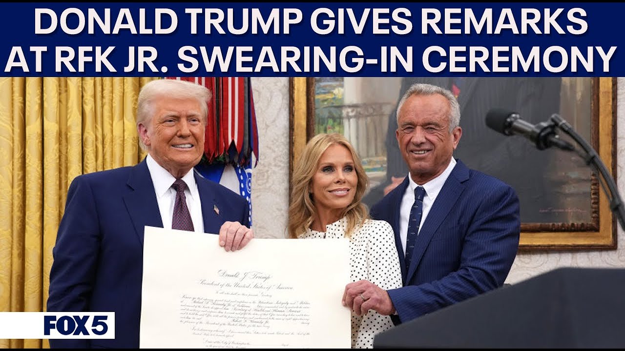 President Donald Trump gives remarks at RFK Jr. HHS Secretary Swearing-In ceremony