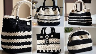 44 Ideias de Bolsas de Crochê - Preta e Branca - Como Fazer Crochê #modelosdetricô #crochê #trico
