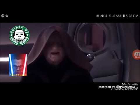 Darth Sidious mostrando todo el poder del lado oscuro.