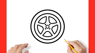 How to draw a WHEEL step by step / drawing car tire easy