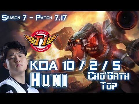 SKT T1 Huni CHO'GATH vs FIORA Top - Patch 7.17 KR Ranked