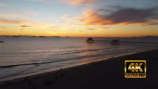 huntington beach view from sky غروب الشمس في كاليفورنيا