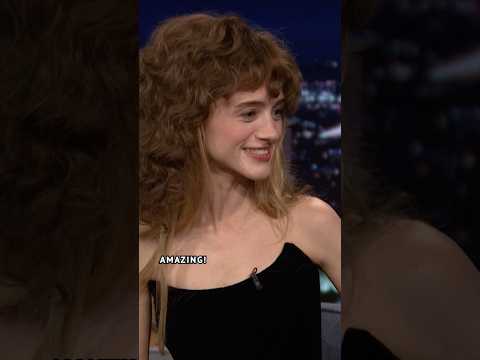 #NataliaDyer & Jimmy recite some #StrangerThings lines while wearing Nancy Wheeler’s wigs!