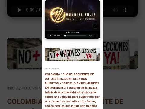 COLOMBIA / SUCRE: ACCIDENTE DE AUTOBÚS ESCOLAR DEJA DOS MUERTOS Y 35 ESTUDIANTES HERIDOS EN MORROA