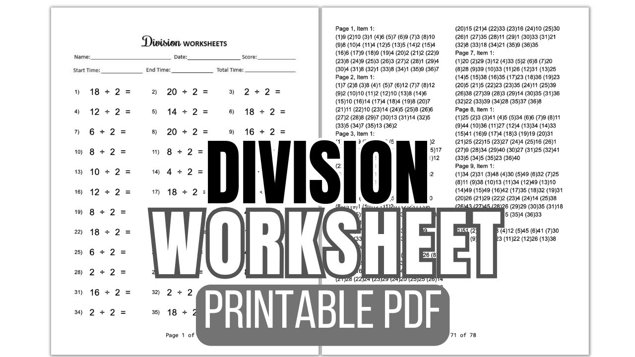 Division Worksheets Printable (PDF)
