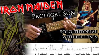 Iron Maiden - Prodigal Son Dave Murray&#39;s solo lesson (with tablatures and backing tracks)