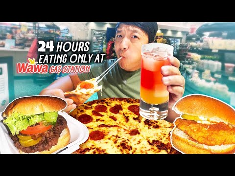 24 Hours Eating ONLY at Wawa Gas Station | BEST SANDWICHES!