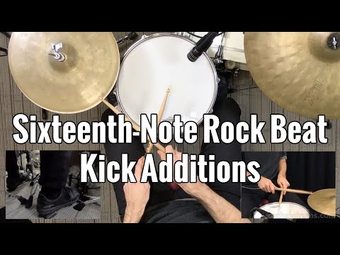 Sixteenth-Note Rock Beat Kick Additions - Beginner Drum Lesson