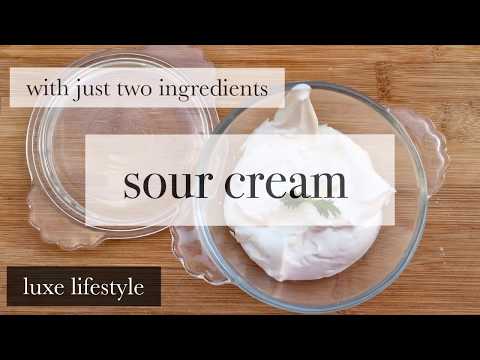 Sour cream recipe with just three easy steps and two ingredients.