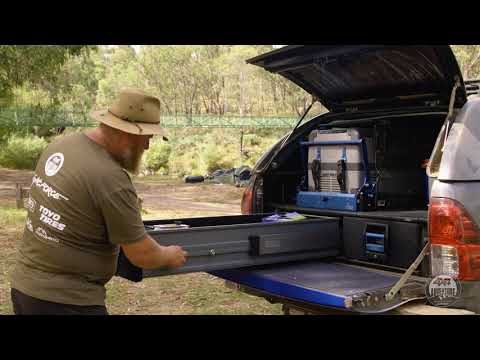 MSA 4X4 Explorer Aluminium Storage Drawer System, Fridge Drop Slide & Fridge Barrier feature