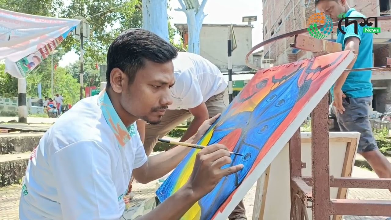 কাজিৰঙা অধ্যয়ন চক্ৰ উদ্যোগত আৰু যুৱ-ছাত্ৰৰ পৰিষদৰ সহযোগত কেনভাচত ৰং বোলাই কাজিৰঙাত মণিপুৰ কাণ্ডৰ প্ৰতিবাদ চিত্ৰশিল্পীৰ :