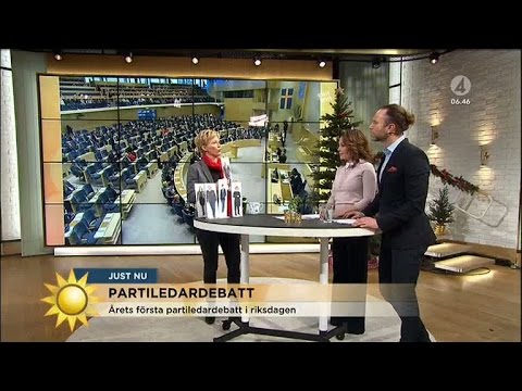 Årets första partiledardebatt i riksdagen - Nyhetsmorgon (TV4)