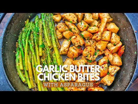 Garlic Butter Chicken Bites And Asparagus Recipe | Dinner For Two Ideas