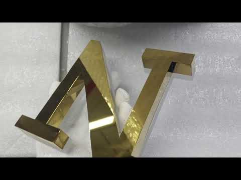 Gold mirror stainless steel led channel letter with back lighting
