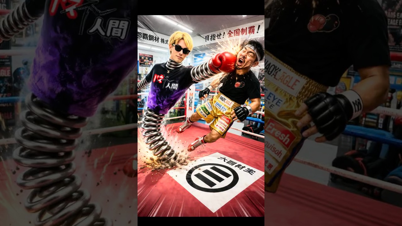 バネがあれば！ボクシングも最強⁉️#バネ人間 #ジャンプ #凄技 #シーサー皆川