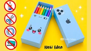 DIY Easy Origami Pencil Box No Glue, No Scissors |Cute Paper Organizer |Paper Craft |School Project