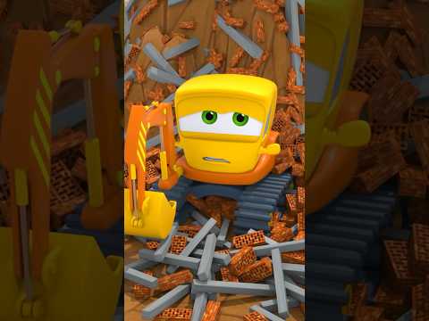 Gelber Bagger Arbeitet auf der Baustelle | Zeichentrick 🥰#autos #fürkinder #motorville #cartoon