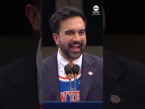 New York City Mayor Zohran Mamdani celebrates the New York Knicks' NBA Finals victory