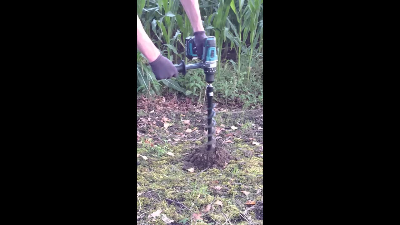 Erdbohrer Pfahlbohrer mit Adapter für Bohrmaschine Akkuschrauber