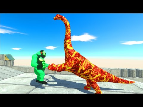 GREEN GOBLIN GORO vs LAVA BRACHIOSAURUS DEATH RUN - Animal Revolt Battle Simulator