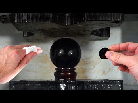 Obsidian Crystal Ball Crushed By Hydraulic Press | I Cut My Finger Video