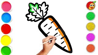 Carrot And 3 More Vegetables Drawing Easy Step By Step For Kids And Toddlers