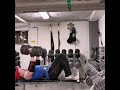 Triceps press with 122 pounds (55,5kgs) dumbbells 15 reps for 5 sets with legs up