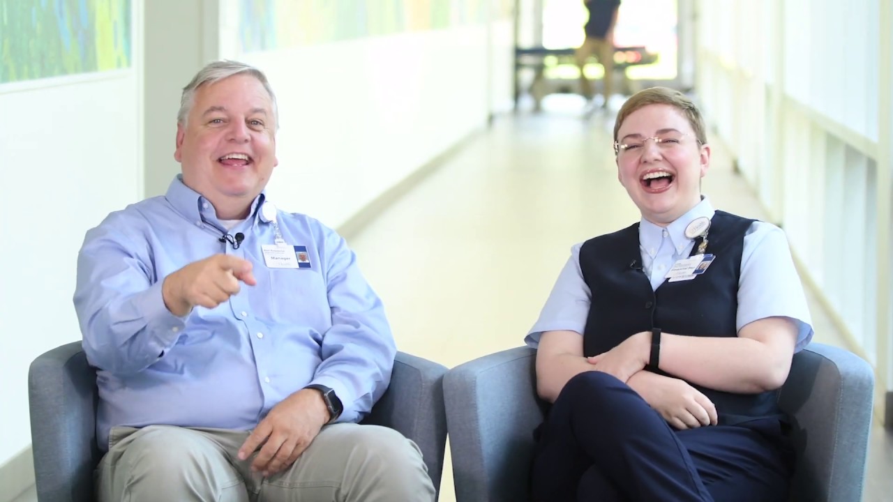 Video: Kurt Auwaerter, manager of rehabilitation, shares how he and his daughter, Emily Auwaerter, a financial representative, both started working at UF Health North and why they love working in the same place.