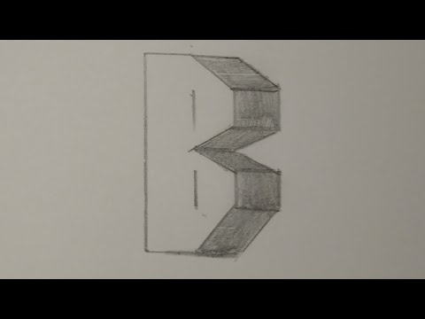 3D drawing Letter B. How to drawing 3D floating. Anamorphic Illusion 3D trick Art on paper.