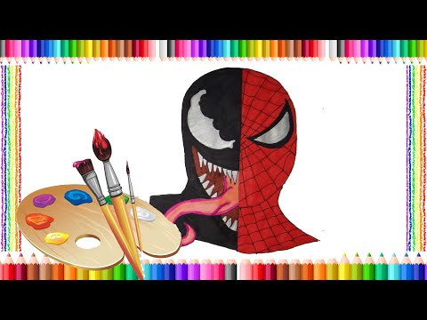 Spiderman and Venom coloring page|Speed coloring|раскраска Человек-паук и Веном|раскраска скорости|