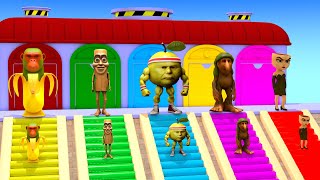 Long Slide Game with Cow Elephant Gorilla Hippopotamus Tiger 3d Animal Game Funny 3d Animals
