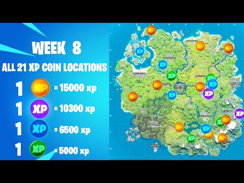 All 21 Xp Coin Locations Week 8! Fortnite Week 8 Xp Coins - Fortnite Chapter 2 Season 3