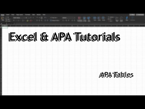 APA Tables in Excel Tutorial