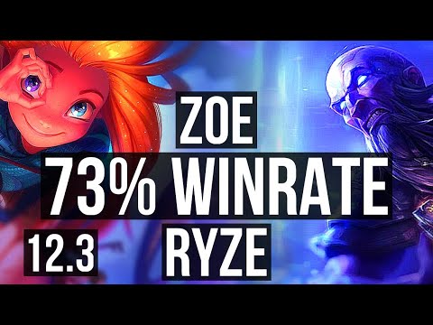 ZOE vs RYZE (MID) | 73% winrate, 7/2/8, Rank 9 Zoe, Dominating | KR Challenger | 12.3