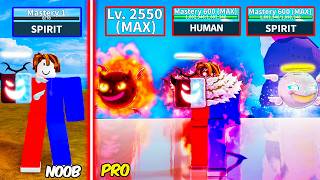 Level 1 to Max Level as Noob Bacon using only Spirit Fruit | Full Human V4 with RTX ON &amp; F2P, 0Robux
