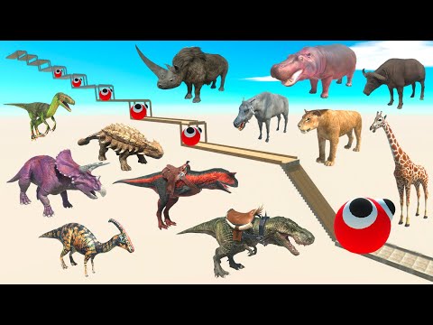 Animals vs Dinosaurs Lookie Trap Downhill - Animal Revolt Battle Simulator
