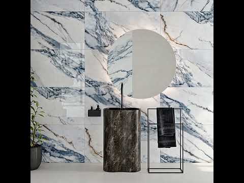 Carrelage sol poli effet marbre Bahia Bleu 60x120 cm