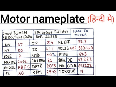 motor nameplate in hindi | Motor nameplate details | Motor nameplate explained | #Motor #nameplate Video