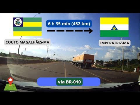 via BR-010 | de Couto Magalhães, Tocantins até Imperatriz, Maranhão | 6 h 35 min (452 km)
