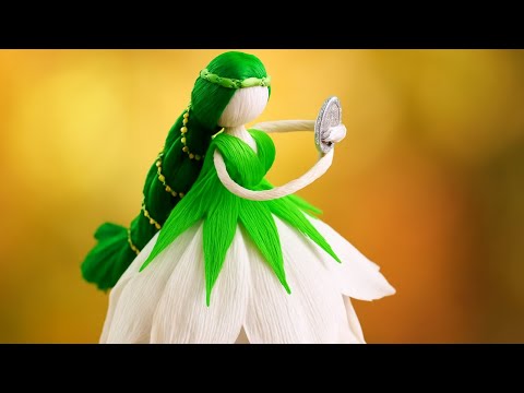DIY How to make Flower Fairy Doll from crepe paper. Step by step