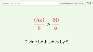 Solving Linear Inequalities: 5x-6 is Greater Than 54