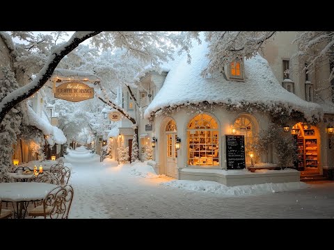 Warm Winter Morning Jazz ❄️ Snowy Day Coffee & Bakery in a Quiet Small Town | Peaceful Jazz Vibes ☕