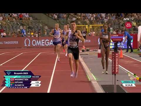 JAKOB INGEBRIGTSEN NEW WORLD RECORD 2000m run  4.43,13  Diamond League Brussel, Bruxelles Athletics
