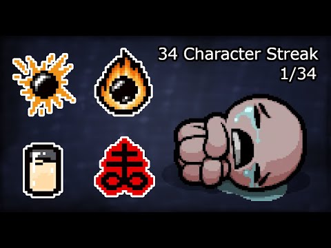 CONSTANT EXPLOSIVE BRIMSTONE - 34 Character Streak (1/34) - The Binding of Isaac: Repentance